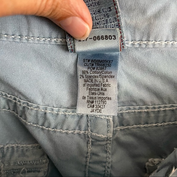 True Religion Jayde light blue cotton turn up shorts (size 27 fits like 28) - Picture 7 of 14